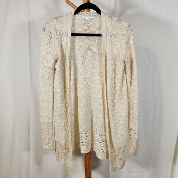 Cloud Chaser Medium $65 Cream Open Knit Crochet Boho Romantic Cottage Cardigan - Picture 1 of 11